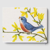 Gelukkige Verjaardag Zingend Blauwe Rode Vogel Gel Gastenboek (Achterkant)