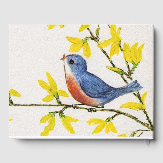 Gelukkige Verjaardag Zingend Blauwe Rode Vogel Gel Gastenboek (Achterkant)