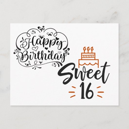 Gelukkige Verjaardag Zoete 16 Briefkaart (Voorkant)