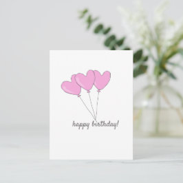 Gelukkige verjaardag - Zoete Roze Hartvormige Ball Briefkaart