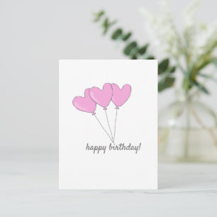 Gelukkige verjaardag - Zoete Roze Hartvormige Ball Briefkaart