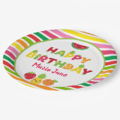 Gelukkige Verjaardag zoete vruchten Papieren Bordje (Gekanteld)