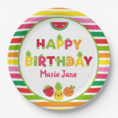 Gelukkige Verjaardag zoete vruchten Papieren Bordje (Voorkant)