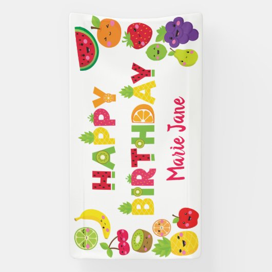 Gelukkige Verjaardag zoete vruchten Spandoek (Verticaal)