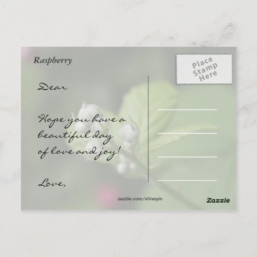 Gelukkige Verjaardag, zomer wilde frambozen bloemk Briefkaart (Achterkant)