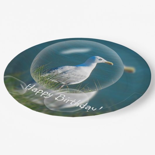 Gelukkige Verjaardag Zomer Zeemeeuw Papieren Bordje (Gekanteld)