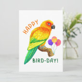 Gelukkige Verjaardag Zon Conure Parrot Vogelliefhe Feestdagenkaart (Staand voorkant)