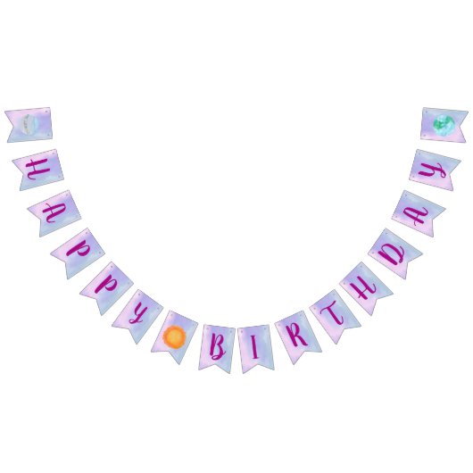 Gelukkige verjaardag zon en planeten branden vlaggetjes (Alle)