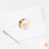 Gelukkige Verjaardag zonnebloem eucalyptus glitter Ronde Sticker (Envelop)