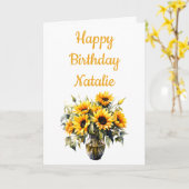 Gelukkige Verjaardag Zonnebloem Hart Kaart (Gele Bloem)