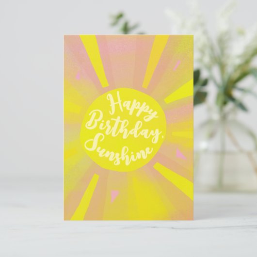 Gelukkige verjaardag zonneschijn Handgeschilderd w Bedankkaart (Staand voorkant)