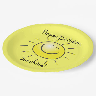 Gelukkige Verjaardag, Zonneschijn! Papieren Bordje