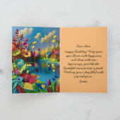 Gelukkige verjaardag zonsopgang over vijverkaart kaart (Binnen)