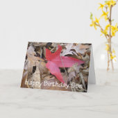 Gelukkige Verjaardag Zoon - Red Leaf Kaart (Gele Bloem)