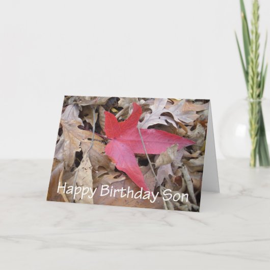 Gelukkige Verjaardag Zoon - Red Leaf Kaart (Voorkant)