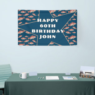 Gelukkige verjaardag Zoutwater Visser Rode Snapper Spandoek