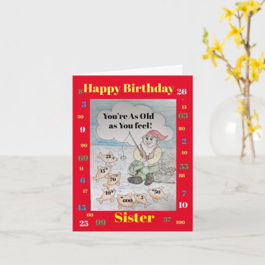 Gelukkige Verjaardag Zuster - je bent zo oud als j Kaart (Gele Bloem)