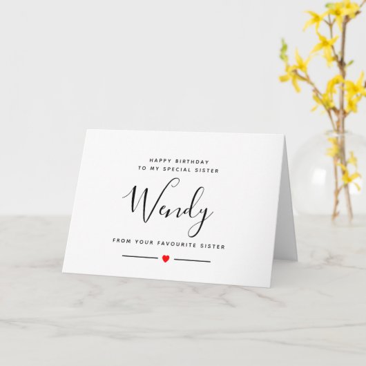 Gelukkige verjaardag zuster kaart (Gele Bloem)