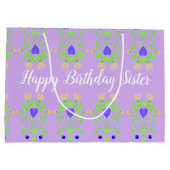 Gelukkige Verjaardag Zuster Mauve Gift Bag Groot Cadeauzakje (Achterkant)