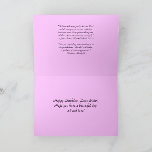 Gelukkige Verjaardag Zuster Phalaenopsis Orchidee  Kaart (Binnen)