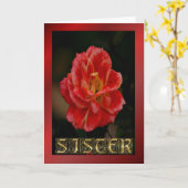 Gelukkige Verjaardag Zuster rode roos Verjaardagsw Kaart (Gele Bloem)