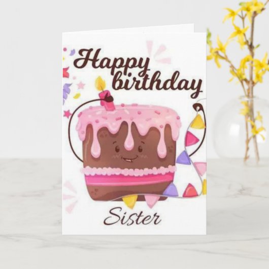 Gelukkige verjaardag Zuster Verjaardagskaart Kaart (Gele Bloem)