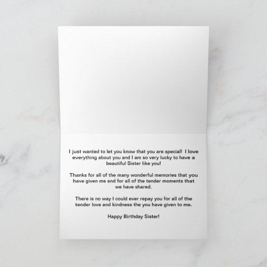 Gelukkige Verjaardag Zuster Vlinder en Bloemen Kaart (Binnen)