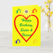 Gelukkige Verjaardag, Zuster & Vriend Kaart (Gele Bloem)