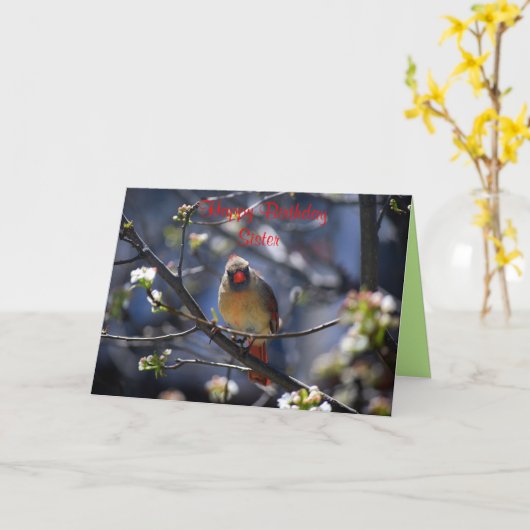 Gelukkige Verjaardag Zuster Vrouw Kardinaal Kaart (Gele Bloem)