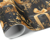 Gelukkige Verjaardag Zwart en Goud Elke Leeftijd Cadeaupapier (Rol Hoek)