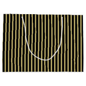 Gelukkige Verjaardag Zwart/Goud Eenvoudige Stripes Groot Cadeauzakje (Achterkant)