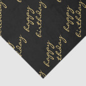 Gelukkige Verjaardag Zwart Goud Script Tissuepapier (Detail)