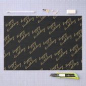Gelukkige Verjaardag Zwart Goud Script Tissuepapier (Craft)