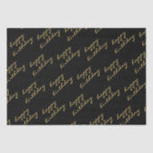 Gelukkige Verjaardag Zwart Goud Script Tissuepapier (Voorkant)