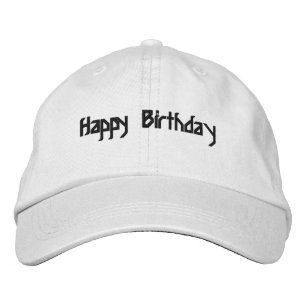 Gelukkige Verjaardag Zwart kleur Tekst Custom Wit Geborduurde Pet