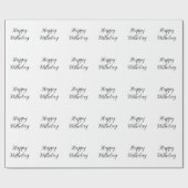 Gelukkige Verjaardag Zwart Wit Minimalist Modern C Cadeaupapier (Vlak)