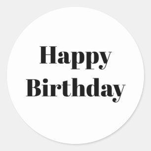 Gelukkige Verjaardag Zwart Wit Minimalistisch Mode Ronde Sticker