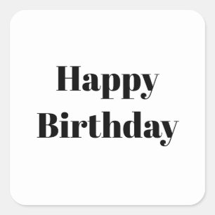 Gelukkige Verjaardag Zwart Wit Minimalistisch Mode Vierkante Sticker