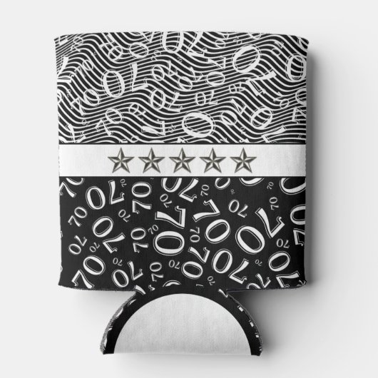 Gelukkige Verjaardag Zwart-wit Nummer 70 Thema Blikjeskoeler (Achterkant)