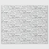 Gelukkige Verjaardag Zwart-wit Patroon Cadeaupapier (Vlak)