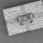 Gelukkige Verjaardag Zwart-wit Patroon Cadeaupapier