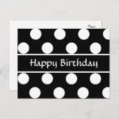 Gelukkige Verjaardag Zwart & Wit Polka Dot Post Ka Briefkaart (Voorkant / Achterkant)