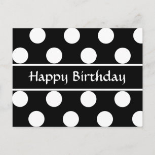 Gelukkige Verjaardag Zwart & Wit Polka Dot Post Ka Briefkaart