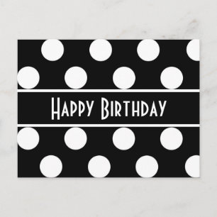 Gelukkige Verjaardag Zwart & Wit Polka Dot Post Ka Briefkaart