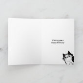 Gelukkige verjaardag zwarte en witte kat kaart (Binnen)