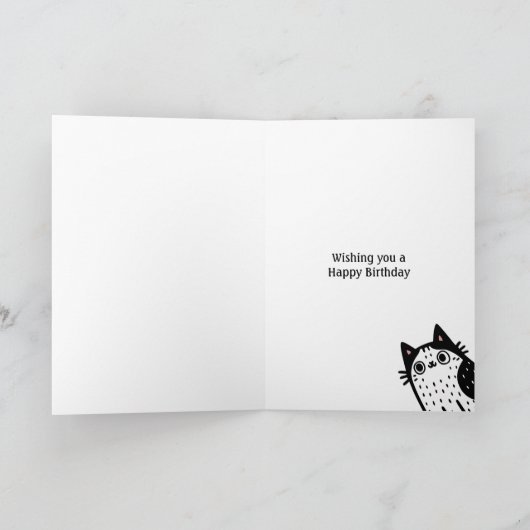 Gelukkige verjaardag zwarte en witte kat kaart (Binnen)