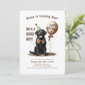 Gelukkige Verjaardag Zwarte Labrador Ballon Custom Kaart (Staand voorkant)