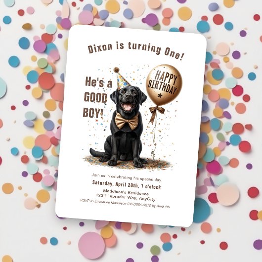 Gelukkige Verjaardag Zwarte Labrador Ballon Custom Kaart