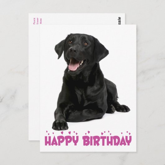 Gelukkige Verjaardag Zwarte Labrador Retriever Pup Briefkaart (Voorkant / Achterkant)