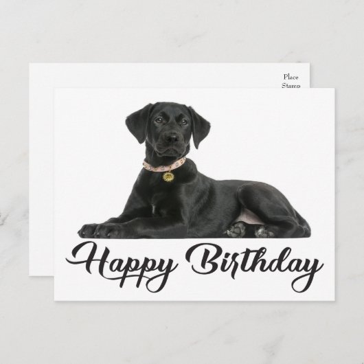 Gelukkige Verjaardag Zwarte Labrador Retriever Pup Briefkaart (Voorkant / Achterkant)